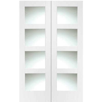 Shaker Internal White Rebated Door Pair with Clear Glass - XL Joinery