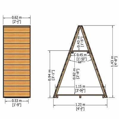 Tongue and Groove Triangular Log Store - All Sizes (Pressure Treated) - Shire