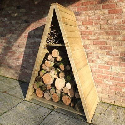 Tongue and Groove Triangular Log Store - All Sizes (Pressure Treated) - Shire