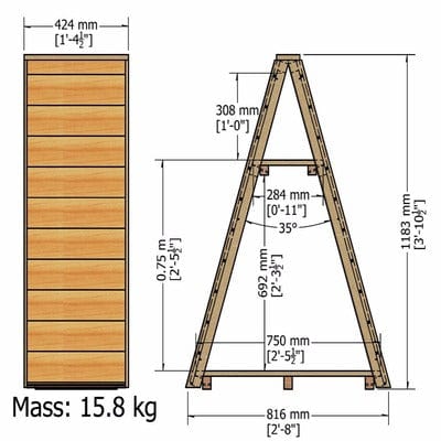 Tongue and Groove Triangular Log Store - All Sizes (Pressure Treated) - Shire