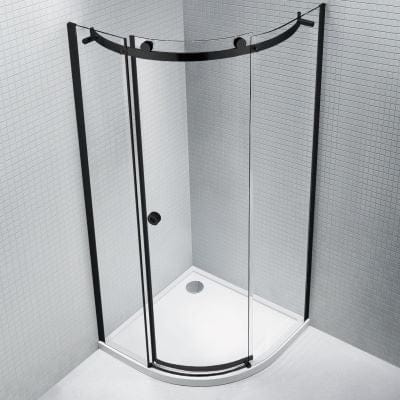 Sphere Black Framed Quadrant Shower Enclosure w/ 1 Door - 900 x 900 x 2075mm - Aquaglass