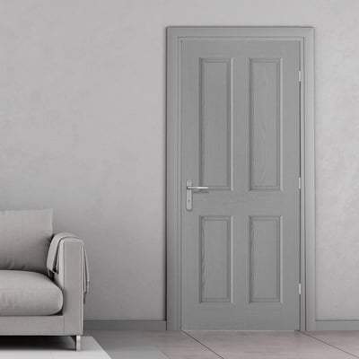 Moulded Textured Grey Pre-Finished 4 Panel Interior Door - All Sizes - LPD Doors Doors