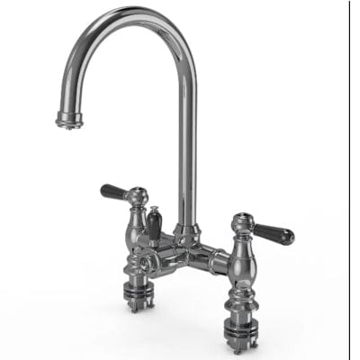 Traditional Bridge 3-in-1 Boiling Hot Water Kitchen Tap w/ Black Ceramic Levers - Ellsi