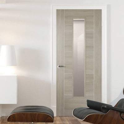 Vancouver Light Grey Laminated 1 Glazed Clear Light Panel Interior Door - All Sizes - LPD Doors Doors