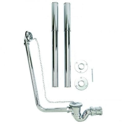 Traditional Exposed Bath Waste Kit with P-Trap & Pipe Shrouds - Aqua