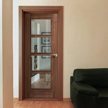 Load image into Gallery viewer, Vancouver Walnut Pre-Finished 4 Glazed Clear Light Panels Interior Door - All Sizes - LPD Doors Doors
