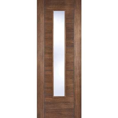 Vancouver Walnut Laminated 1 Glazed Clear Light Panel Interior Door - All Sizes - LPD Doors Doors