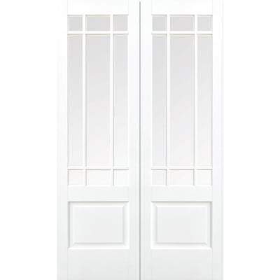 Downham White Primed 9 Glazed Clear Bevelled Light Panels Pair Interior Doors - All Sizes - LPD Doors Doors