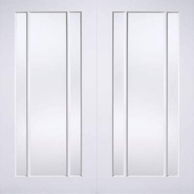 Lincoln White Primed 3 Glazed Clear Light Panels Pair Interior Doors - All Sizes - LPD Doors Doors