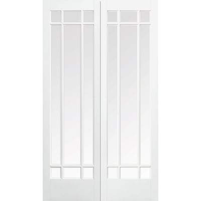 Manhattan White Primed 9 Glazed Clear Bevelled Light Panels Pair Interior Doors - All Sizes - LPD Doors Doors