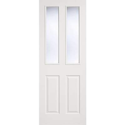 Moulded White Primed 2 Glazed Clear Light Panel Interior Door - All Sizes - LPD Doors Doors