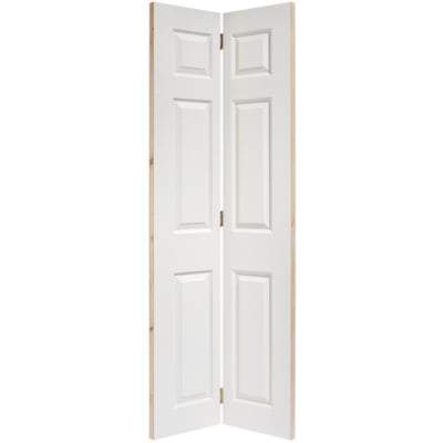 Moulded Textured White Primed 6 Panel Bi-Fold Interior Door - 1981mm x 762mm - LPD Doors Doors