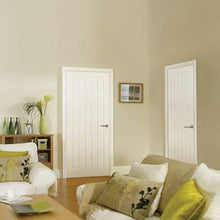 Load image into Gallery viewer, Moulded Textured Vertical White Primed 5 Panel Interior Door - All Sizes - LPD Doors Doors
