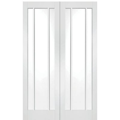 Worcester Internal Rebated White Primed Door Pair with Clear Glass - XL Joinery